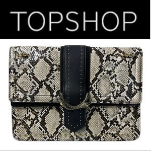 Topshop Snakeskin Clutch  Purse Black Grey